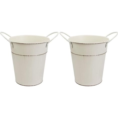 2 Pièces Pot De Fleur Vase Cruche Jardinières en Étain Vase à Fleurs Vintage Seau à Fleurs en Fer à Fleur Galvanisé Décor Vintage Galvanisé Le Fer Extérieur Récipient (1/5)