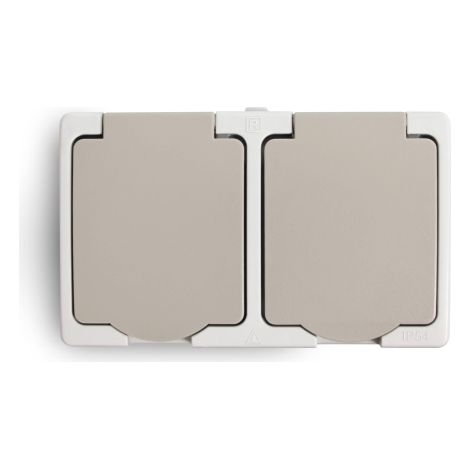 iLuve AQUALUX GRAU STECKDOSE NT 2X Z/U MIT KLAPPE IP54 SCHRAUBANSCHLÜSSE 744335 (1/2)