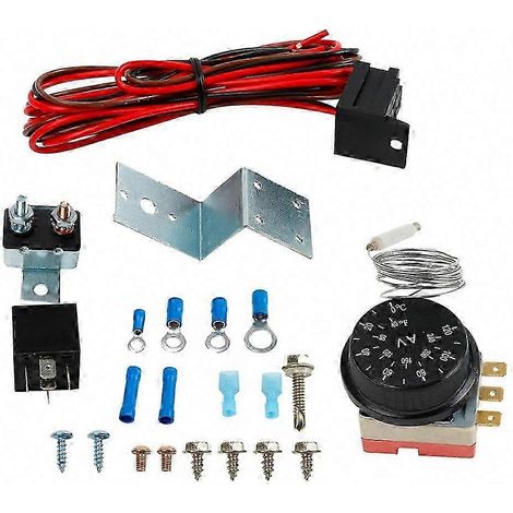 12-V-Elektrolüfter mit Thermostat und Relais-Kabelbaum für LKW-/PKW-Kühlsystem (1/5)