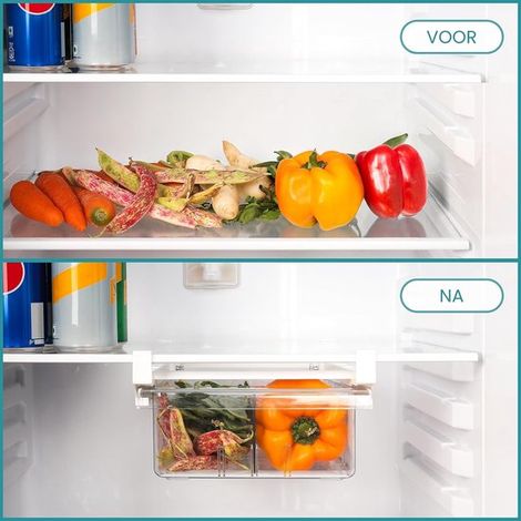 Allecto，Organizador de cajones telescópico para refrigerador，Plástico transparente，Almacenamiento para congelador，Modelo transparente (1/4)