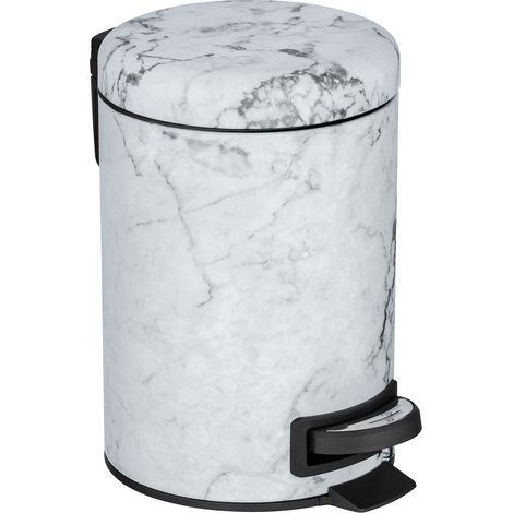 WENKO Kosmetik Treteimer Onyx, 3 Liter, Weiß, Stahl mehrfarbig, Polypropylen schwarz
