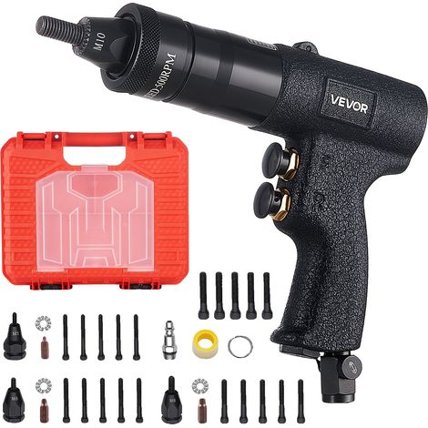 Kit rivettatrice pneumatica Vevor con teste di rivettatura M5, M6, M8 e M10, 20 mandrini, forza di 2500 libbre, interruttore on/off, utensile di rivettatura (1/2)