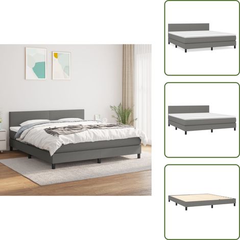 Boxspringbett mit Matratze Dunkelgrau 160x200 cm Stoff - Boxspringbett - Doppelbett - Bettenrahmen - Matratze - Schlafsystem (1/5)
