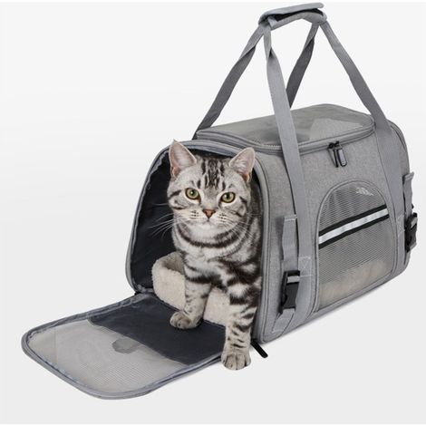 Sac de transport à main et en voiture pour animaux de compagnie jusqu'à 8 kg, noir (sac de transport pour chat) (1/5)