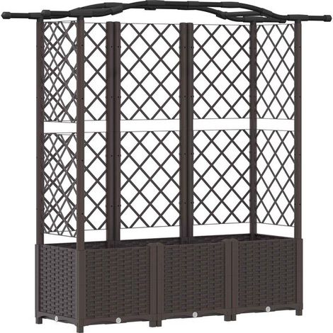 Parterre de fleurs avec pergola et toit marron, 163 x 40 x 141 cm (PP) (1/5)
