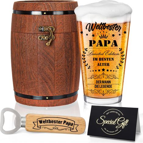 Cadeau pour papa, cadeau pour homme, verre à bière personnalisé avec gravure, verre à bière pour papa dans une boîte de 470 ml, cadeau pour la fête des pères, cadeau d'anniversaire (1/5)