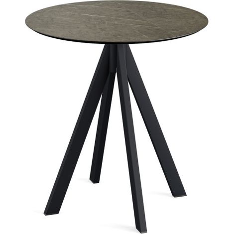 Infinity table de bistrot avec piètement noir + plateau HPL Midnight Marble Ø70 cm - Feros (1/2)