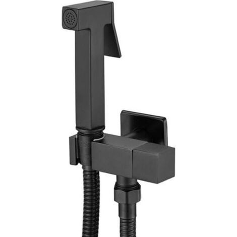 Pair Kit de douche mural carré en laiton chromé pour bidet (Noir) Z-V-D (1/3)