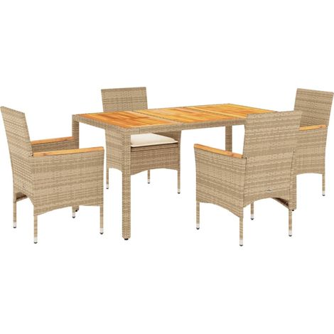 Maison Exclusive - 5-tlg. Garten-Essgruppe mit Kissen Beige Poly
