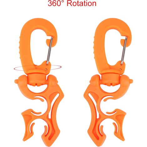 pince de fixation pour tuyau de plongée sous-marine double BCD basse pression avec boucle à mousqueton (orange) (1/5)