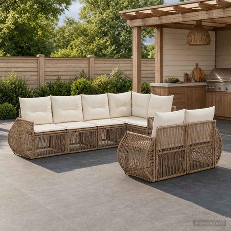 vidaXL Ensemble de canapé de jardin 7 pc 7-Nombre de places (1/5)