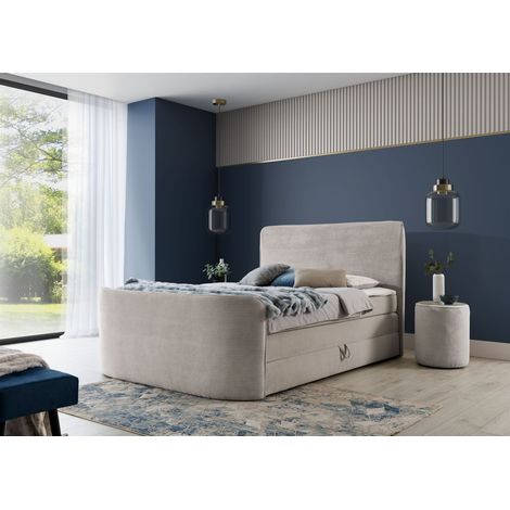 Boxspringbett Schlafzimmerbett BODY 120x200cm in Stoff Beige inkl. Bettkasten (1/4)