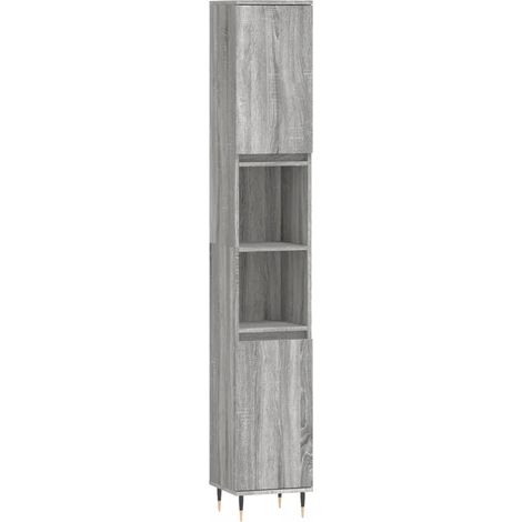 Armario de baño almacenamiento flexible 30 x 30 x 190 cm estilo industrial acabado liso de madera contrachapada gris 020048987 (1/5)