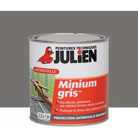 Peinture protection antirouille Minium Julien Gris Mat 0,5 L (1/3)