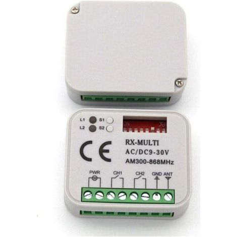 Récepteur Universel 433.92 MHz Multicode avec 3 Télécommandes, Portée 150m, Alimentation 9-30V AC/DC, Compatible Portail Garage (1/4)