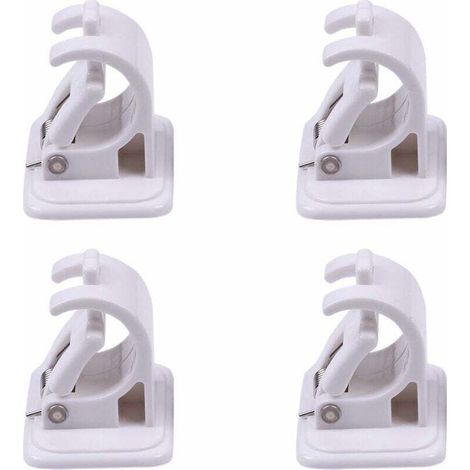 4 Pièces Support de Fixation pour Tringle à Rideaux, Crochets Muraux Auto-adhésifs, Tringle à Serviette, Support Mural, Fixations sans Perçage Tige Support pour Rideau Canne, Cuisine, Chambre (1/5)