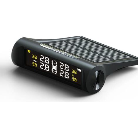 Système de surveillance de la pression des pneus (TPMS) à énergie solaire avec écran couleur et alertes vocales en anglais (1/3)