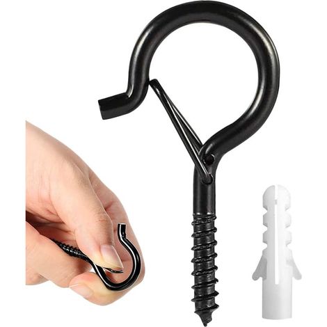 12 Pack Screw Hooks, Ceiling Screw Hooks, Hanging Hooks for Indoor and Outdoor Use, Christmas Lights, Outdoor Wire, String Lights, New Year's Eve Party Garlands (5525mm) (1/4)
