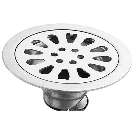 Siphon de Sol Carré Bonde de Douche INOX  Filtre Anti-Odeur, Grille Universelle Évacuation, Système à Clip, Anti-Retour, Tube 50mm-75mm (1/5)
