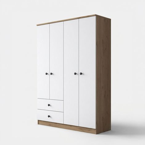Garderobenschrank 4-türig mit Schubladen und Regalen Hovar (1/5)