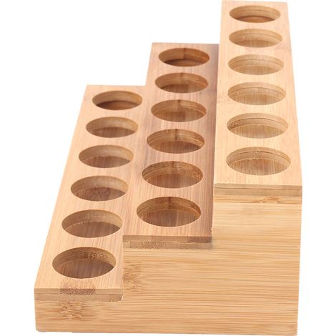 Présentoir à flacons d'huiles essentielles en bambou, diamètre des trous : 35 mm support et boîte de rangement pour huiles essentielles (1/5)