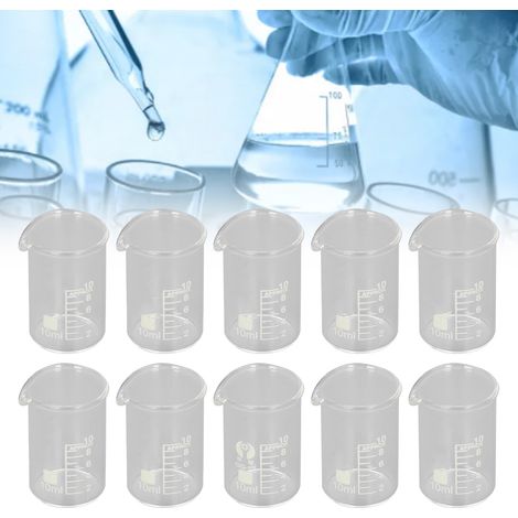 Industrielle und akademische Versuchsgeräte, Glasbecher, Lehrmittel, 10 ml, verkauft in 10er-Packungen. (1/5)