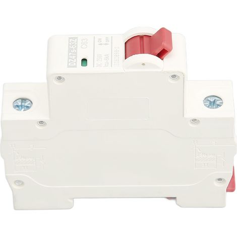Disjoncteur DC 1P 63A pour Panneaux Solaires, Montage Rail DIN 250V 6000A, DZ47-63 C63 Photovoltaïque (1/5)