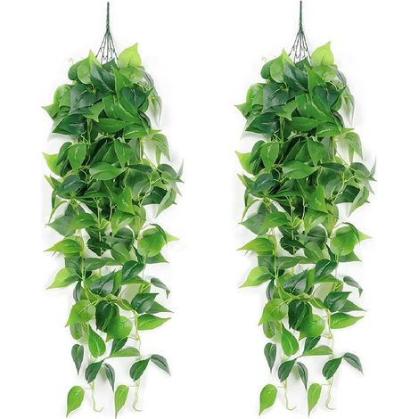 2 pezzi piante artificiali sospese Pothos piante finte artificiali decorazione finta Pothos realistico foglia verde edera per casa giardino camera da letto decorazioni (1/5)