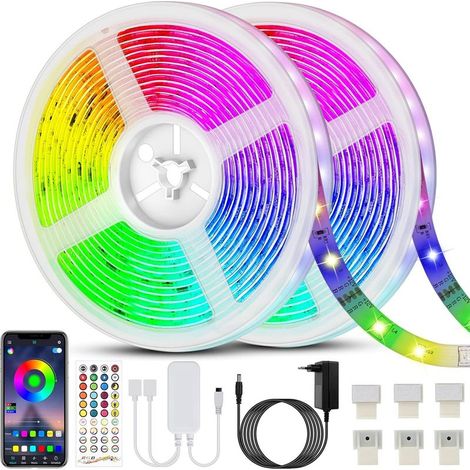 Bande LED RGB 20m 5050 – 16 millions de couleurs – Télécommande 40 touches – Mode musique avec micro intégré – Décoration intérieure (1/5)