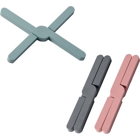 3 dessous de plat pliables, antidérapants, en TPR, pour casserole et assiette, usage cuisine (1/5)