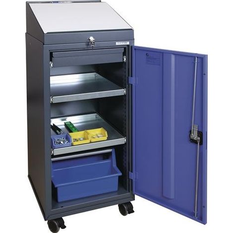 Werkzeugschrankset m.Pultaufsatz H1310xB500xT500mm anthrazitgrau/taubenblau TW
