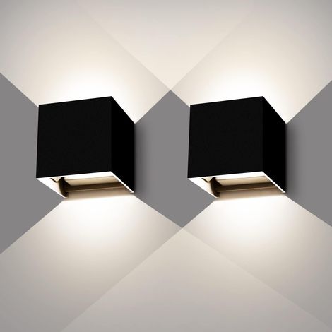 2 piezas de luz de pared interior/exterior 12W impermeable IP65 ángulo de haz ajustable aplique de pared moderno blanco frío 4000K (1/5)