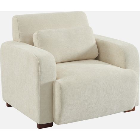 Sillón de tela con patas de madera de hevea (1/5)