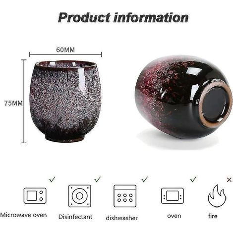 Japanische Teetassen, Keramik-Teeservice, 4-teiliges Set handgefertigter, mehrfarbiger Tassen, flammglasierte Keramiktassen, für Zuhause, Büro, als Geschenk, Sake-Tassen (1/4)
