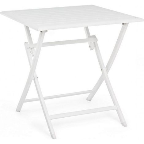 Mesa de exterior plegable en aluminio blanco ELIN 70x70x h71 cm (1/5)