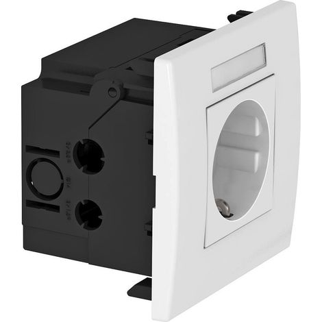OBO Bettermann Unidad de enchufe módulo 45, 1 vía 84x84x59mm policarbonato blanco puro RAL 9010, 6119421