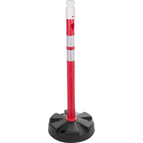 PrimeMatik - Poteau séparateur de chaîne pour la gestion des files d'attente 35 x 105 cm blanc rouge (1/5)