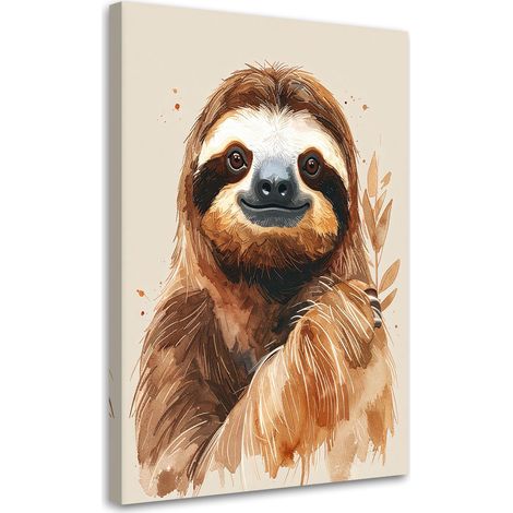 Tableau Moderne, Paresseux animaux marron beige,40x60 (1/4)