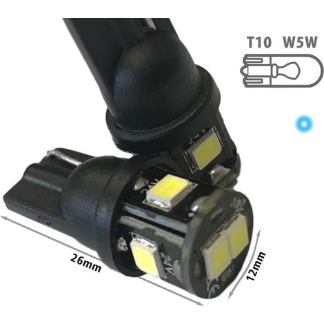 24V Lampada LED T10 W5W Bianco Freddo con 6 SMD 2835 360° No Polarità Durata Garantita (1/2)