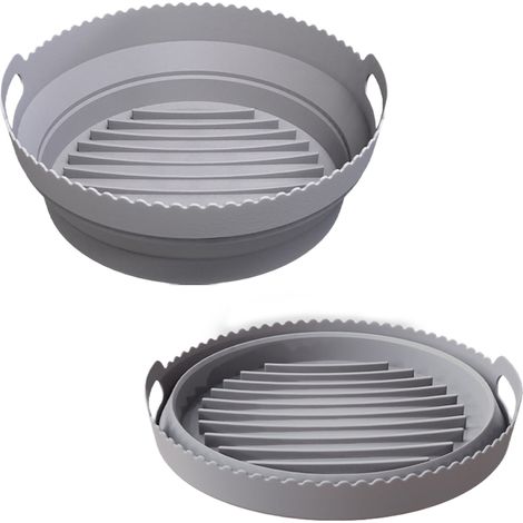 Silikon-Backblech für Heißluftfritteusen, rundes Heißluftfritteusen-Backblech, multifunktionales Ofenbackblech, grau (1/5)