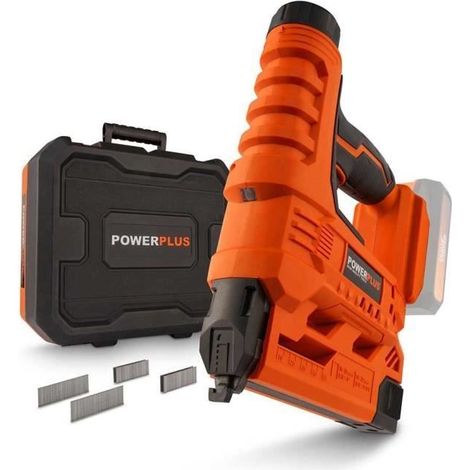 Powerplus Agrafeuse- cloueuse Dual Power POWDP7010 20V 30/min – sans batterie ni chargeur – avec mallette et 200 accessoires (1/5)