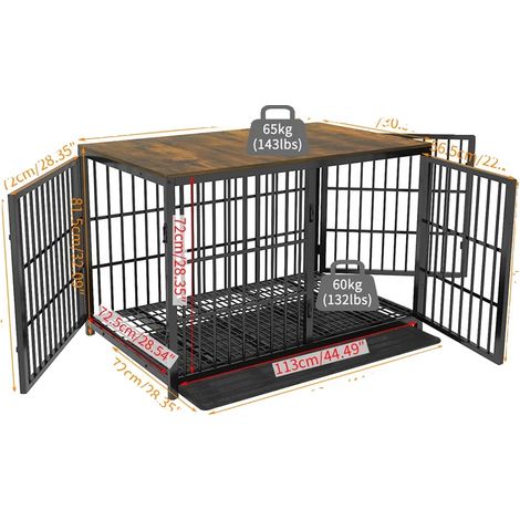 Caisse pour Chien, Taille Personnalisable, Style de Mobilier Industriel, XXL (1/2)