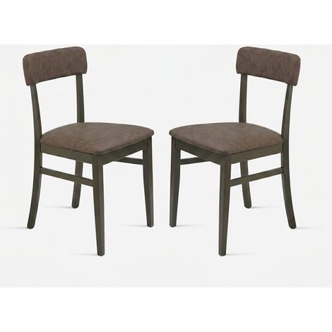 Set 2 sedie imbottite in legno ed ecopelle Lipsia - Marrone (1/5)