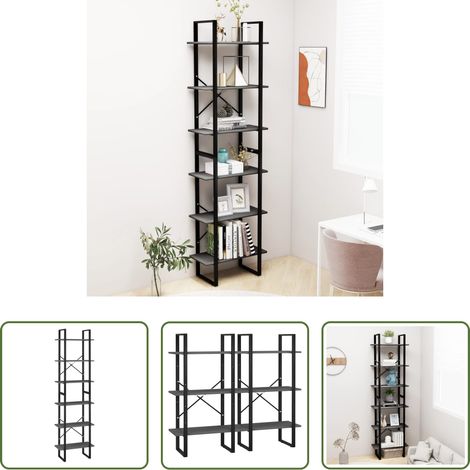 vidaXL Étagère murale - Étagère de rangement Gris 60x30x210 cm Bois d'ingénierie (1/5)