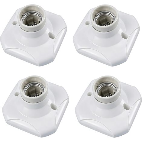 4 Pièces Douille Ampoule E27,Support Douille Carrée Blanc AC 220V (1/5)