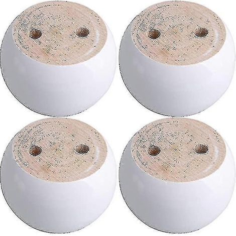 Un ensemble de quatre pieds de meubles ronds en bois d'eucalyptus blanc, mesurant 8 x 8 x 5 cm, peut supporter un poids d'environ 50 kg. (1/5)