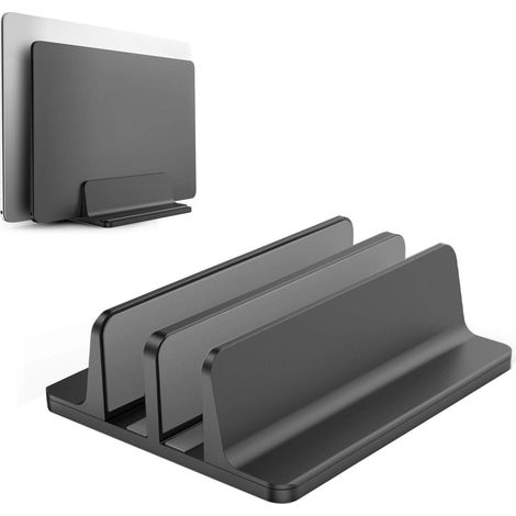 MINKUROW Supporto Per Laptop In Alluminio Supporto Verticale Salvaspazio Regolabile Per Macbook Pro/Air, Notebook E Tablet Samsung Ultrabook, Lenovo E Altri (Nero) (1/5)