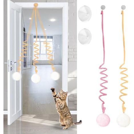 2 pièces jouet interactif pour chat avec grelot, à suspendre à la porte, exercice intérieur et jeu à la maison (1/5)