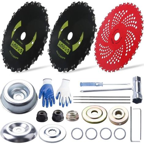 Kit Adaptation Universel Lames Tronçonneuse Carbone 9 Pouces 20 Dents avec 3 Limes Rondes Débroussailleuse Coupe Bordure Désherbeur (1/4)
