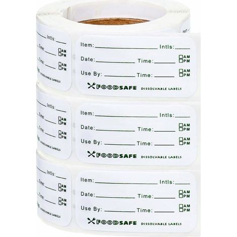 Lot de 750 étiquettes alimentaires pour restauration, étiquettes de stockage de date d' aliments solubles (1/5)